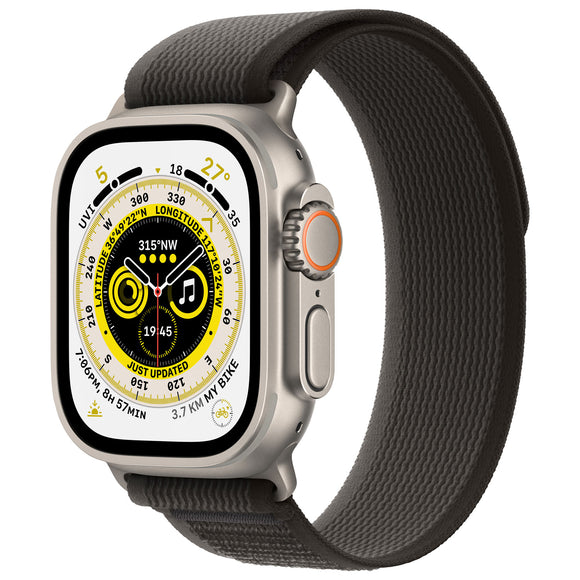 Apple Watch Ultra 49mm (GPS + LTE) Titanium Case with Black/Gray Trail Loop (M/L